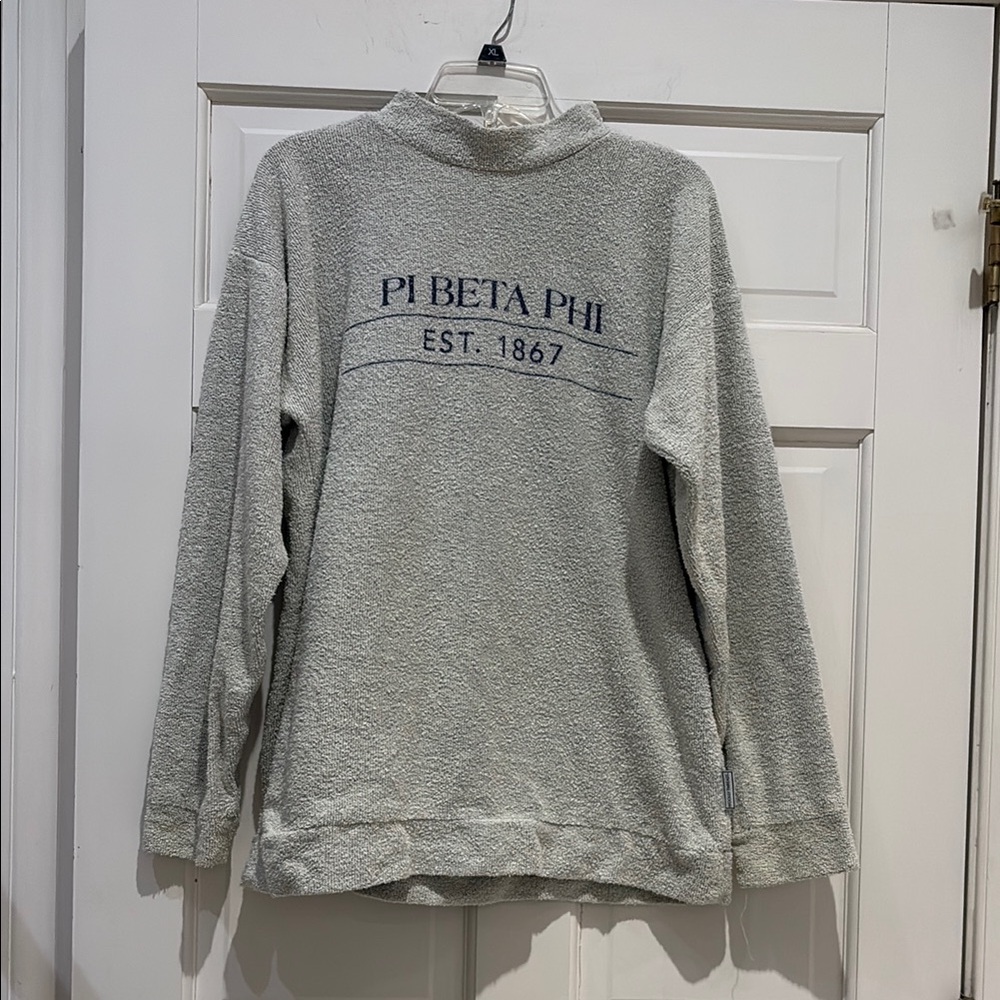 Pi Beta Phi Sorority Gray Mock Neck Sweater - Collegiate Est. 1867